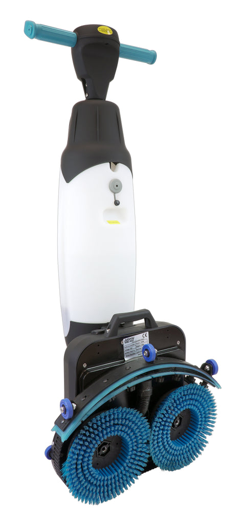 Réservoir d’eau propre et réservoir d’eau sale de l’autorécureuse Johnny Vac JVC43B, montrant une capacité de 10 litres chacun