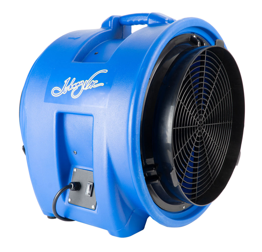 Ventilateur /souffleur / séchoir de plancher industriel - Johnny Vac - diamètre du ventilateur 16" (40,6 cm) - moteur scellé - 1 vitesse - avec poignée - bleu