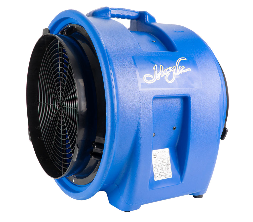 Ventilateur /souffleur / séchoir de plancher industriel - Johnny Vac - diamètre du ventilateur 16" (40,6 cm) - moteur scellé - 1 vitesse - avec poignée - bleu